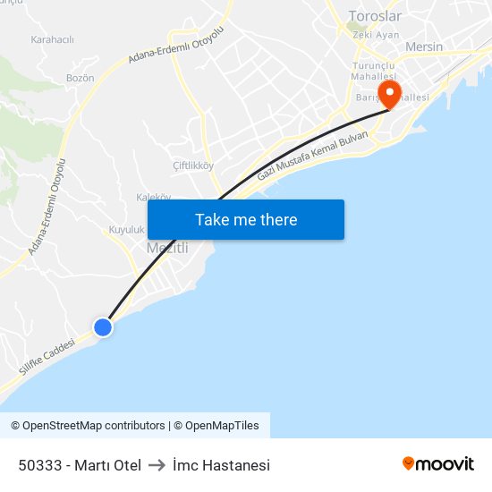 50333 - Martı Otel to İmc Hastanesi map