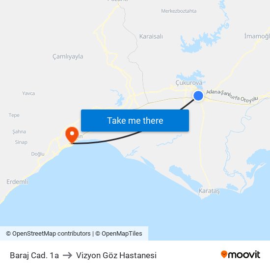 Baraj Cad. 1a to Vizyon Göz Hastanesi map