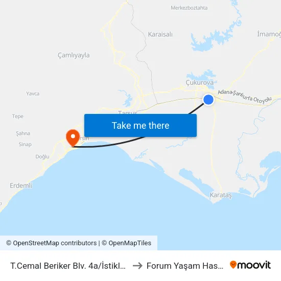 T.Cemal Beriker Blv. 4a/İstiklal Metro to Forum Yaşam Hastanesi map