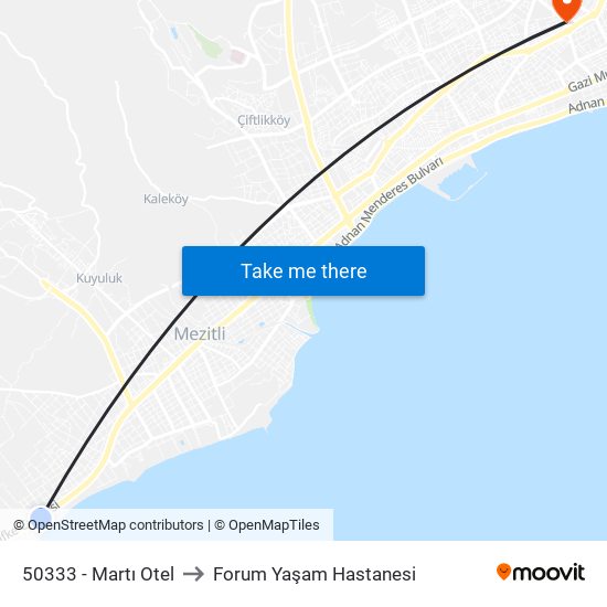 50333 - Martı Otel to Forum Yaşam Hastanesi map
