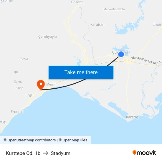 Kurttepe Cd. 1b to Stadyum map