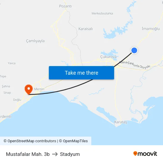 Mustafalar Mah. 3b to Stadyum map