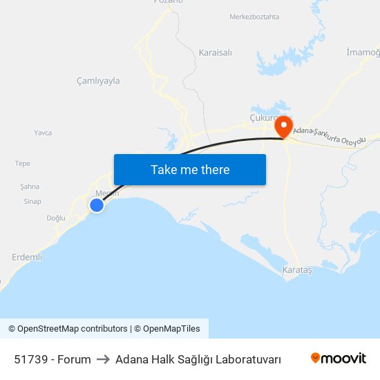 51739 - Forum to Adana Halk Sağlığı Laboratuvarı map