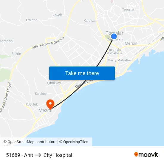 51689 - Anıt to City Hospital map