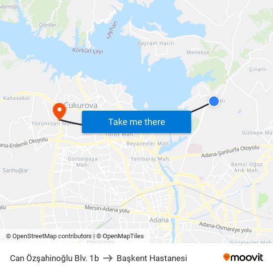 Can Özşahinoğlu Blv. 1b to Başkent Hastanesi map