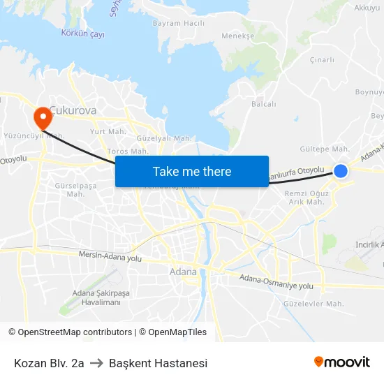 Kozan Blv. 2a to Başkent Hastanesi map