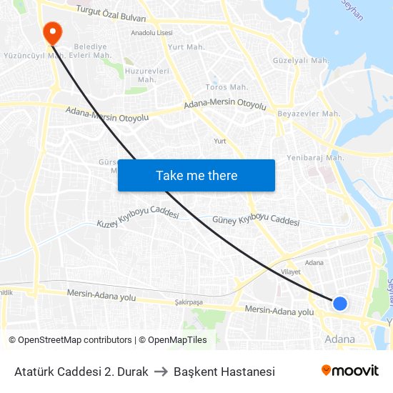 Atatürk Caddesi 2. Durak to Başkent Hastanesi map