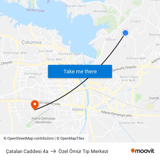 Çatalan Caddesi 4a to Özel Ömür Tıp Merkezi map