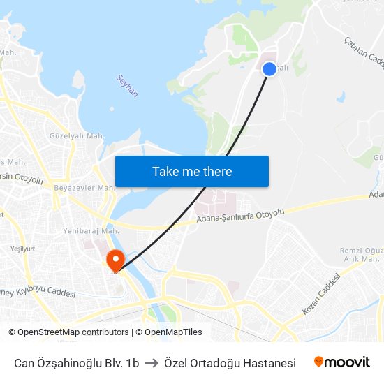 Can Özşahinoğlu Blv. 1b to Özel Ortadoğu Hastanesi map