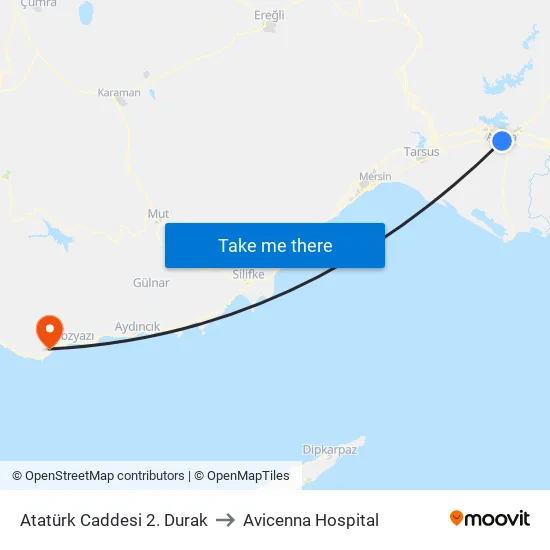 Atatürk Caddesi 2. Durak to Avicenna Hospital map