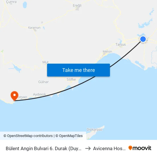 Bülent Angin Bulvari 6. Durak (Duygu Cafe) to Avicenna Hospital map