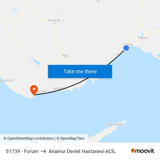 51739 - Forum to Anamur Devlet Hastanesi-ACİL map