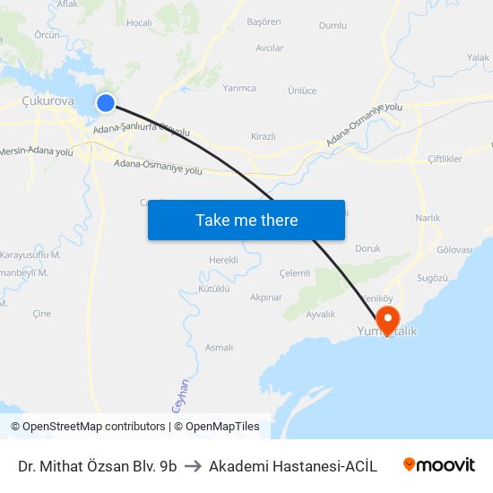 Dr. Mithat Özsan Blv. 9b to Akademi Hastanesi-ACİL map