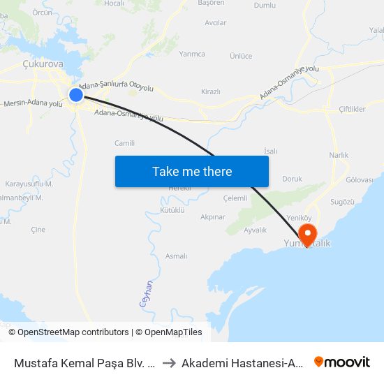 Mustafa Kemal Paşa Blv. 7b to Akademi Hastanesi-ACİL map