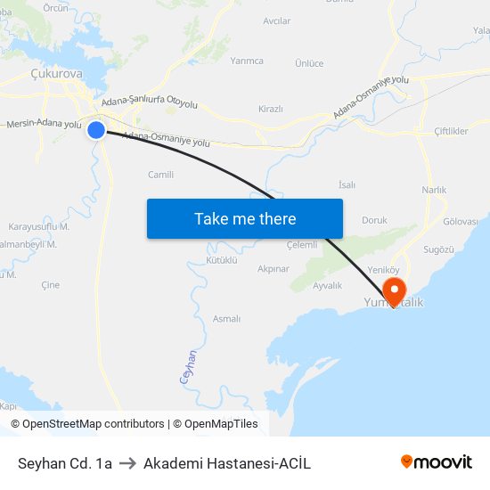 Seyhan Cd. 1a to Akademi Hastanesi-ACİL map