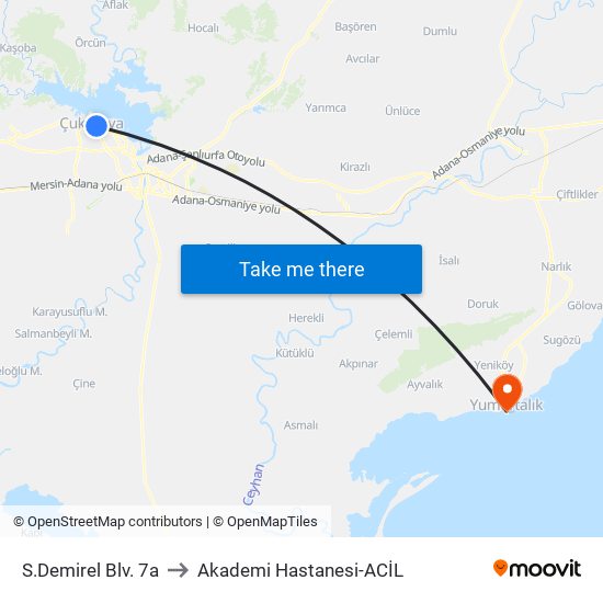 S.Demirel Blv. 7a to Akademi Hastanesi-ACİL map