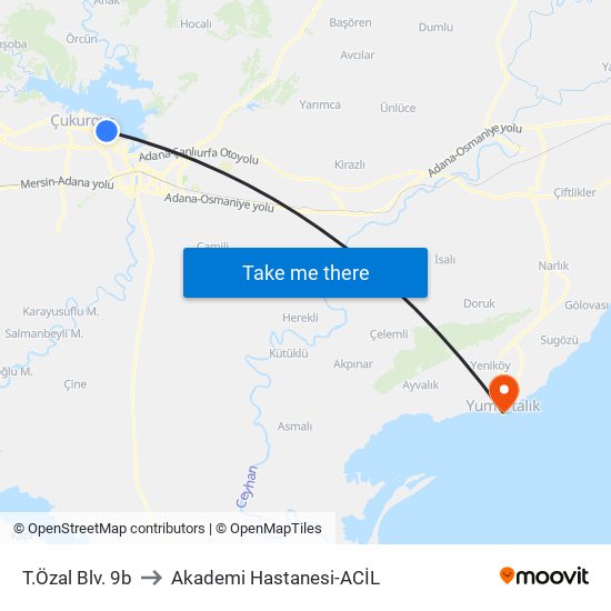 T.Özal Blv. 9b to Akademi Hastanesi-ACİL map