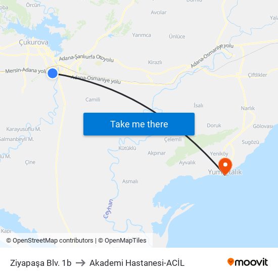 Ziyapaşa Blv. 1b to Akademi Hastanesi-ACİL map