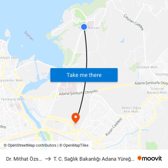 Dr. Mithat Özsan Blv. 9b to T. C. Sağlık Bakanlığı Adana Yüreğir Devlet Hastanesi map