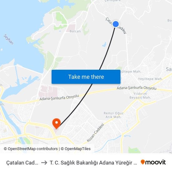 Çatalan Caddesi 6a to T. C. Sağlık Bakanlığı Adana Yüreğir Devlet Hastanesi map