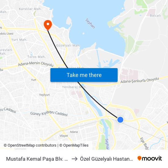 Mustafa Kemal Paşa Blv. 9b to Özel Güzelyalı Hastanesi map