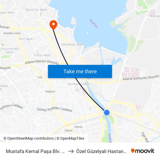 Mustafa Kemal Paşa Blv. 7b to Özel Güzelyalı Hastanesi map