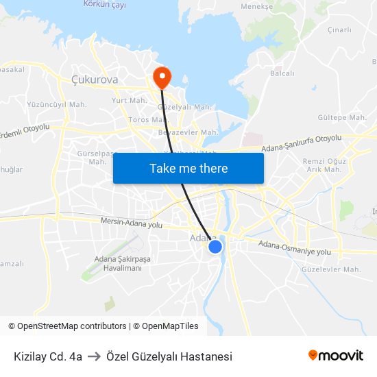 Kizilay Cd. 4a to Özel Güzelyalı Hastanesi map