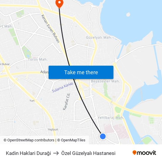 Kadin Haklari Duraği to Özel Güzelyalı Hastanesi map