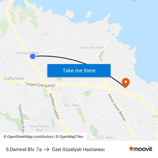 S.Demirel Blv. 7a to Özel Güzelyalı Hastanesi map