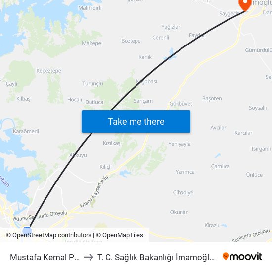 Mustafa Kemal Paşa Blv. 9b to T. C. Sağlık Bakanlığı İmamoğlu Devlet Hastanesi map