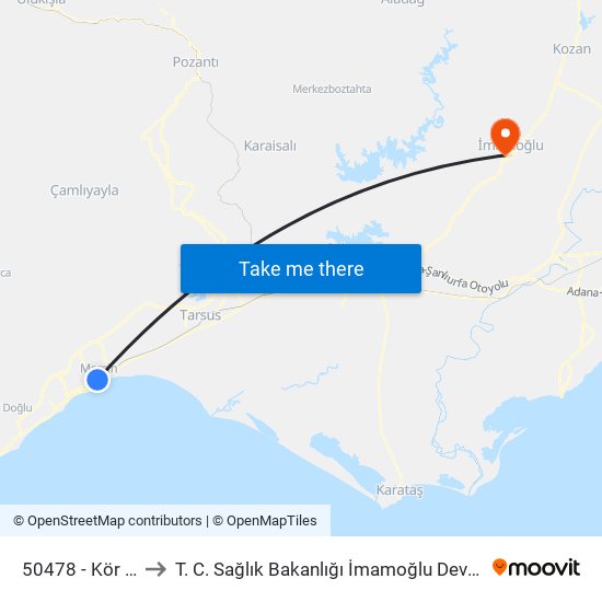 50478 - Kör Yusuf to T. C. Sağlık Bakanlığı İmamoğlu Devlet Hastanesi map