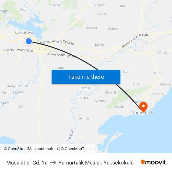 Mücahitler Cd. 1a to Yumurtalık Meslek Yüksekokulu map