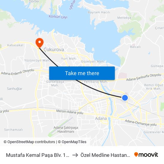 Mustafa Kemal Paşa Blv. 11b to Özel Medline Hastanesi map