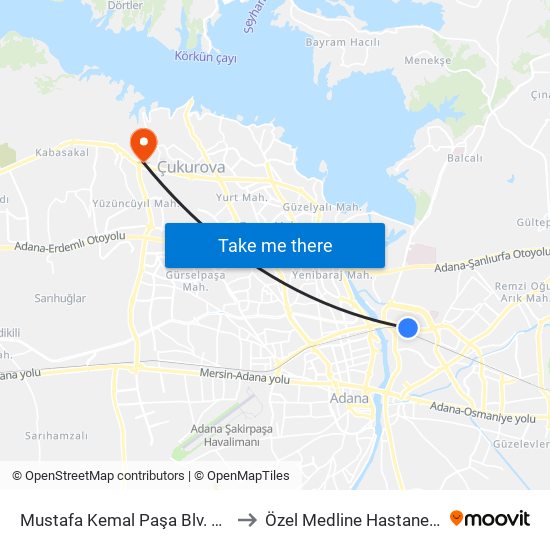 Mustafa Kemal Paşa Blv. 9b to Özel Medline Hastanesi map