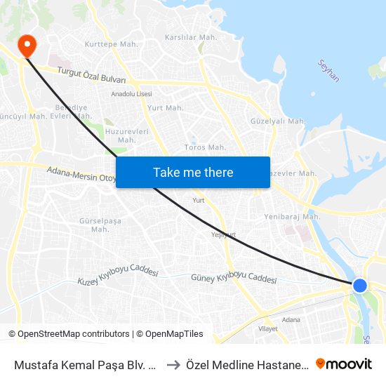 Mustafa Kemal Paşa Blv. 7b to Özel Medline Hastanesi map