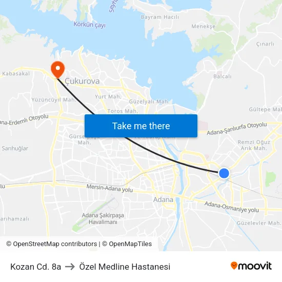 Kozan Cd. 8a to Özel Medline Hastanesi map