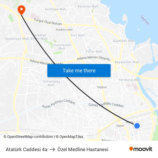 Atatürk Caddesi 4a to Özel Medline Hastanesi map