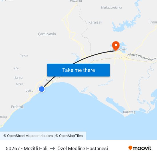 50267 - Mezitli Hali to Özel Medline Hastanesi map