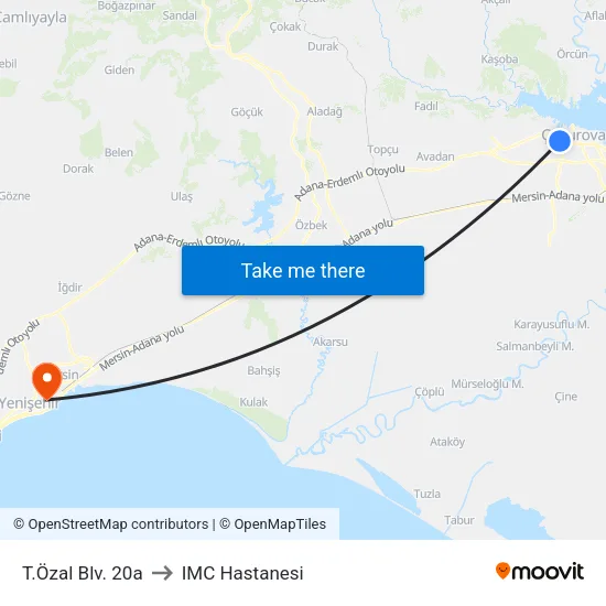 T.Özal Blv. 20a to IMC Hastanesi map