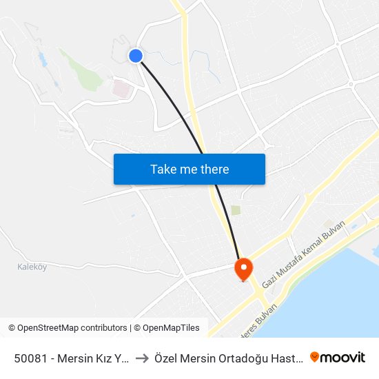 50081 - Mersin Kız Yurdu to Özel Mersin Ortadoğu Hastanesi map