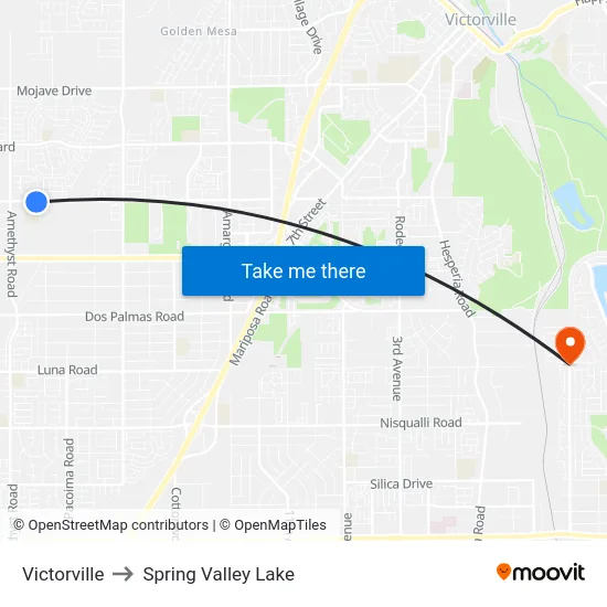 Victorville to Spring Valley Lake map