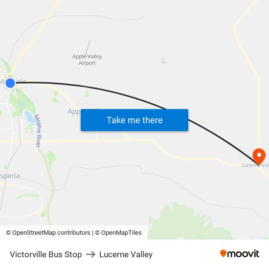 Victorville Bus Stop to Lucerne Valley map