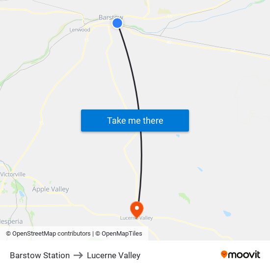 Barstow Station to Lucerne Valley map