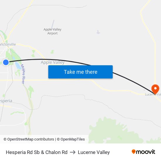 Hesperia Rd Sb & Chalon Rd to Lucerne Valley map