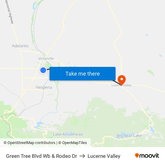 Green Tree Blvd Wb & Rodeo Dr to Lucerne Valley map