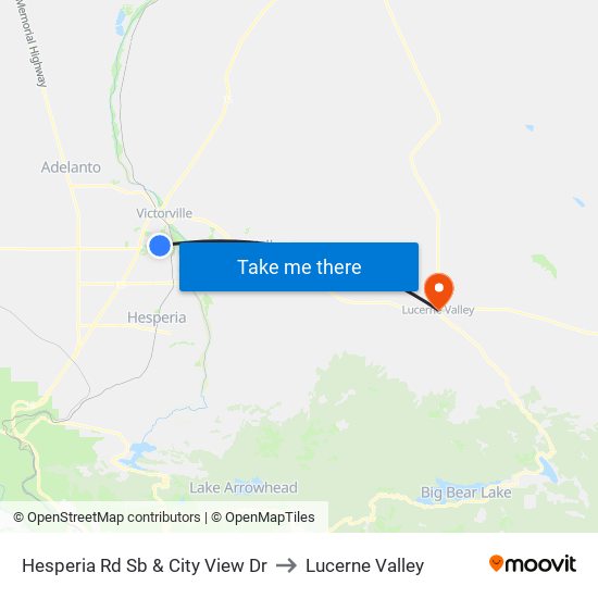 Hesperia Rd Sb & City View Dr to Lucerne Valley map