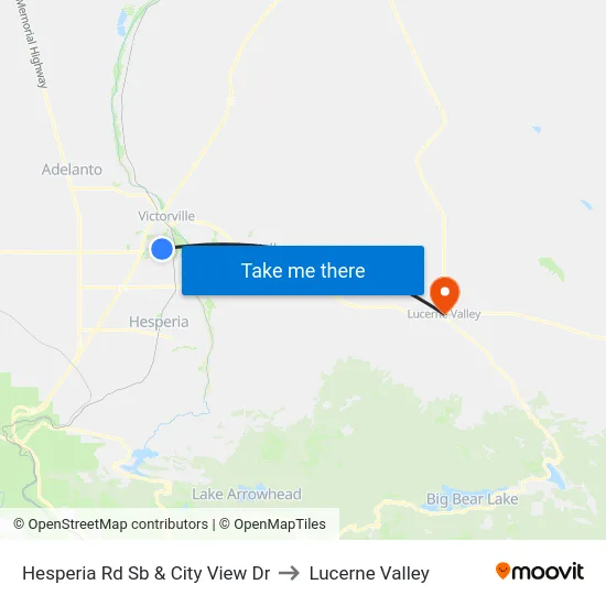Hesperia Rd Sb & City View Dr to Lucerne Valley map