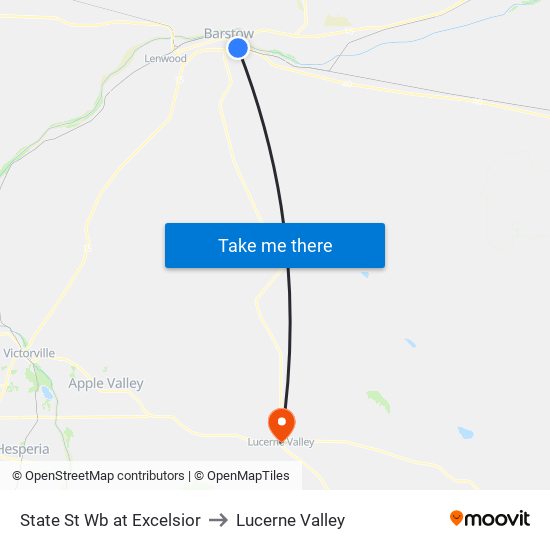 State St Wb at Excelsior to Lucerne Valley map