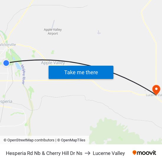 Hesperia Rd Nb & Cherry Hill Dr Ns to Lucerne Valley map