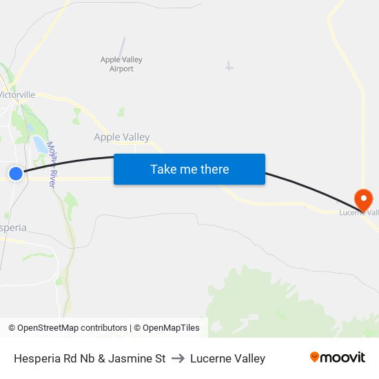 Hesperia Rd Nb & Jasmine St to Lucerne Valley map